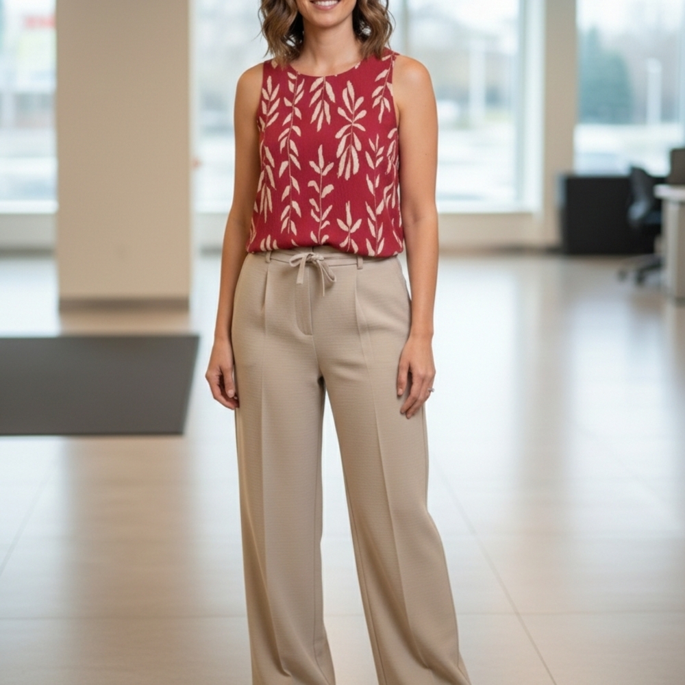 🍷 NWOT Sophisticated Set: Printed Sleeveless Top & Palazzo Pants
